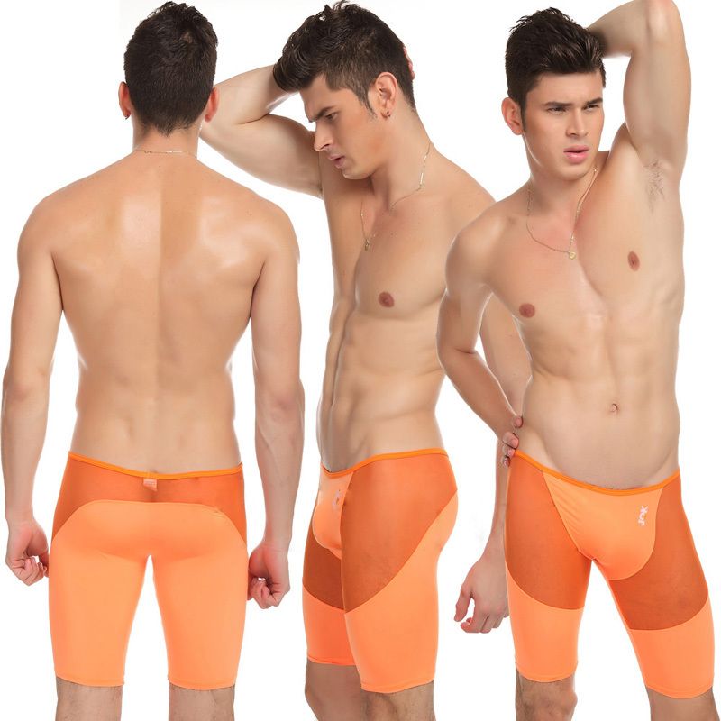 Wholesale-Fashion Mens Comfy Sexy See-Through Briefs Men Solid Color Shaping Pants Underwear Free Shipping JQK-319