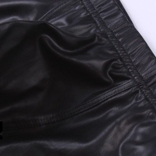 Wholesale-N2N Long Johns Mens Sexy Faux Leather Jockstrap Wrestling Singlet Pants U bulge Low Raise Show Brand Fashion Underwear Leggings