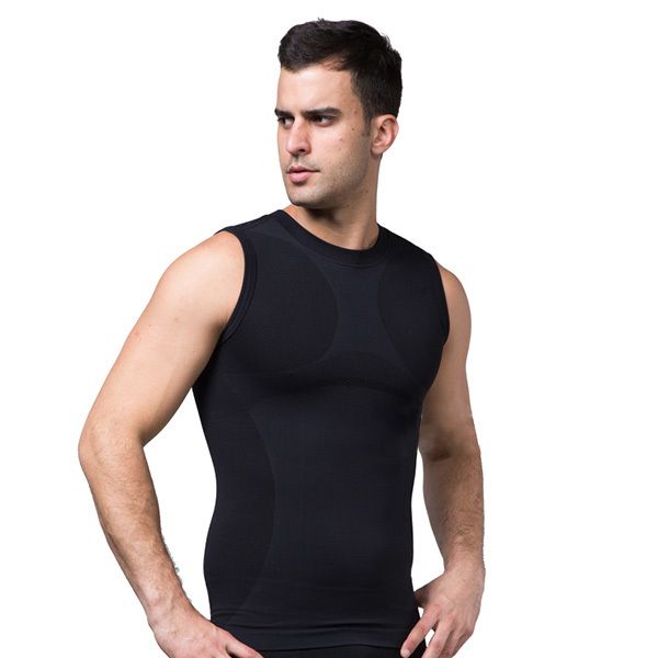 Wholesale-Men Slimming Body Shaper Vest Belly Tummy Waist Girdle Shirt Shapewear Underwear Free Shipping