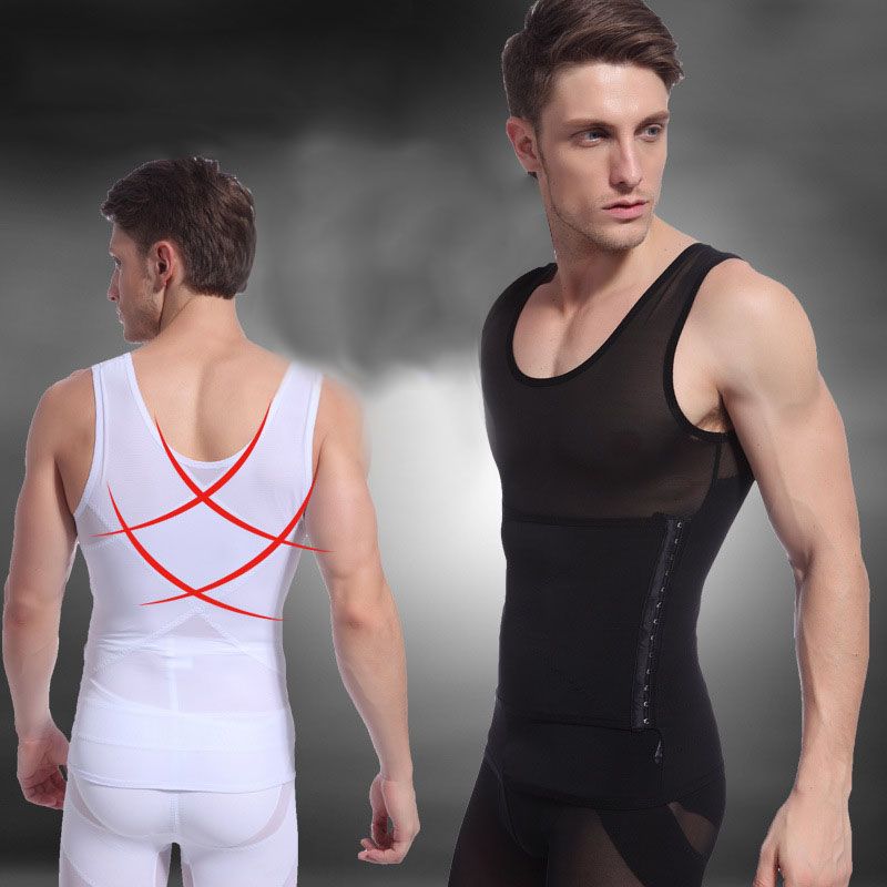 Wholesale-Fashion Mens Body Shaper Tummy Girdle Corset Vest Shapewear Underwear Compression Shirts Sleeveless