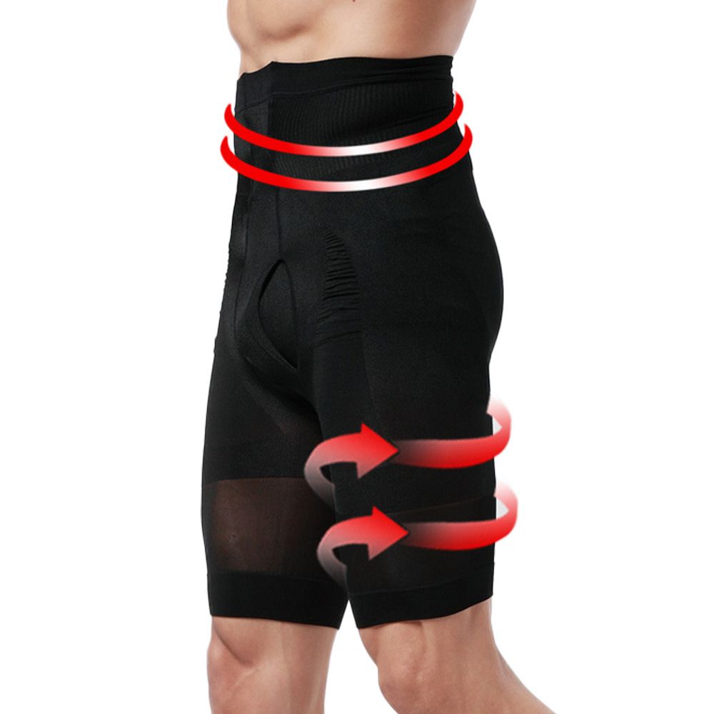 Wholesale-High Waist Trainer Men Bodysuit Slimming Compression Contour Body Shaper Strong Shaping Underwear Shorts Slim Fit Boxer Pants