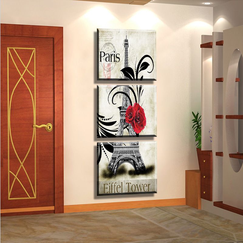 Wholesale-2015 New oil style Painted Cheap Wall Painting pictures paris Eiffel Tower Home Decoration Abstract Landscape On Canvas Unframed