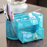 Wholesale-22*11*10.5CM Free Shipping Cute Metal Stationery Holders Portfolio Pen Holder Desk Organizer Desktop Accessories Gift #0945
