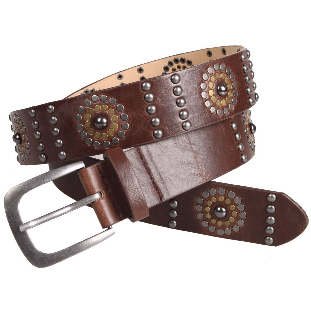 Wholesale Women Vintage Pu Leather Studs Belts Pin Metal Buckle
