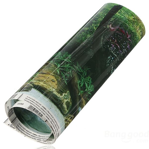 Wholesale-eworld Double Sided Aquarium Landscape Poster Fish Tank Background 60*30CM