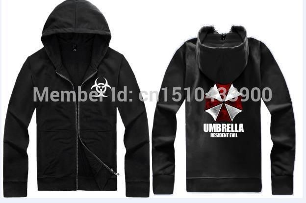 Wholesale- fashion Resident Evil umbrella Autumn couple fleece zip sweater coat male and female lovers theme clothes hooded sweater