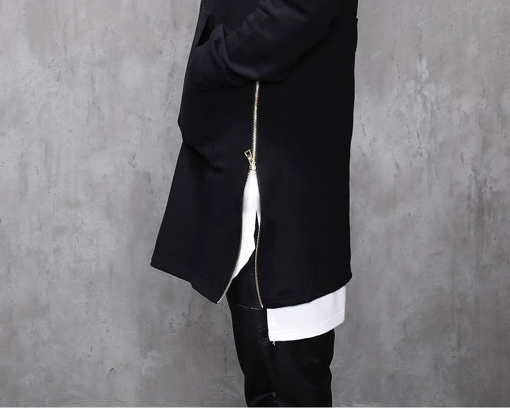 Wholesale-Long Black/White Side Zipper Man Hiphop Hip Hop Sweatshirt Hoodies Fashion Streetwear Men Women Swag Clothes Clothing Pyrex