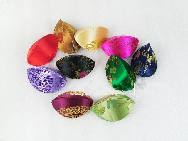 Small Shell Cheap Ring Boxes for Jewellery Packaging Handmade Silk brocade Cardboard Colorful Mini Jewelry Box Case wholesale 50pcs/lot