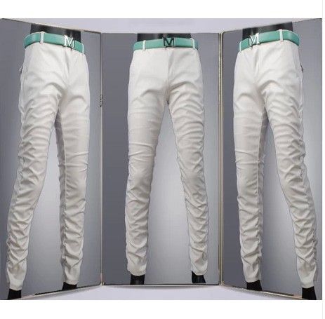 Wholesale-Hot Streetwear Pu Leather Mens Pants Full Length Hi-fashion Casual Men and Women Pants Black,Red Free Shipping