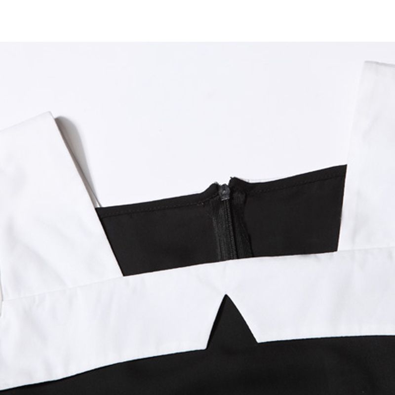 Wholesale-European Style Black And White Women Casual Jumpsuit Patchwork Rompers Slim Elegant Ladies Jumpsuits