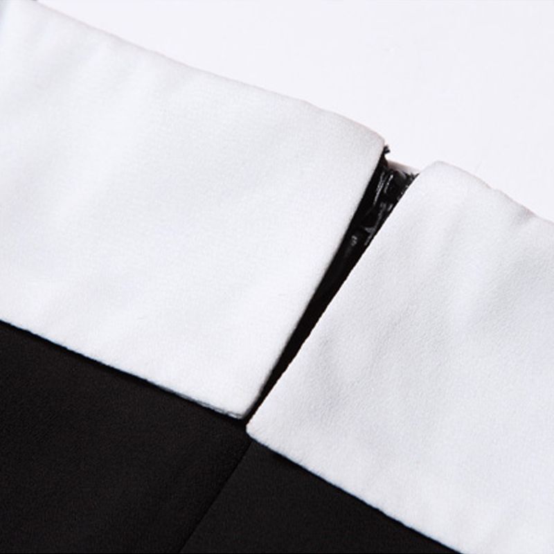 Wholesale-European Style Black And White Women Casual Jumpsuit Patchwork Rompers Slim Elegant Ladies Jumpsuits