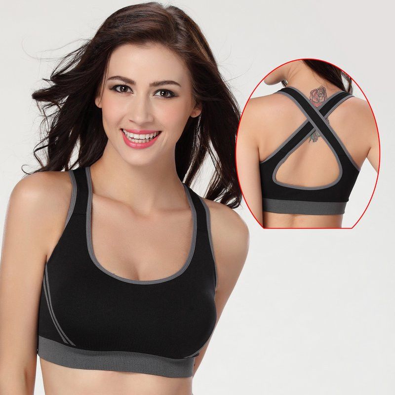 Wholesale-New Fashion Sexy Womens Lady Yoga Fitness Stretch Workout Tank Top Seamless Padded Sports Vest Bra Blouse Tanque