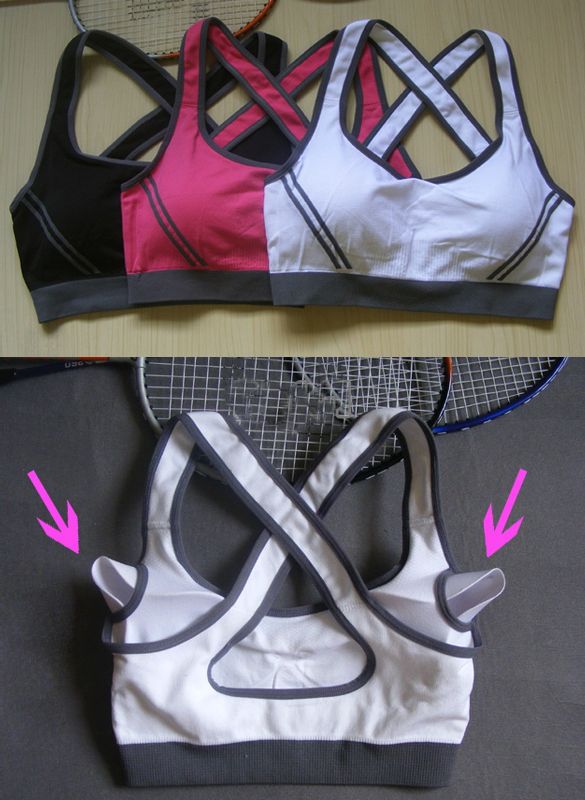 Wholesale-New Fashion Sexy Womens Lady Yoga Fitness Stretch Workout Tank Top Seamless Padded Sports Vest Bra Blouse Tanque