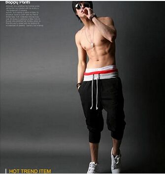 Wholesale- New Baggy Tapered Bandana Pants Hip Hop Dance Harem Sweatpants Drop Crotch Capris Pants Men Parkour Sport Track Trousers