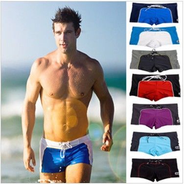 Wholesale-Hot Nice Mens Swimming Swim Trunks Shorts Slim Super Sexy Swimwear Fit Clear Promotion 4 Colors 3 Sizes M L XL Free Shipping