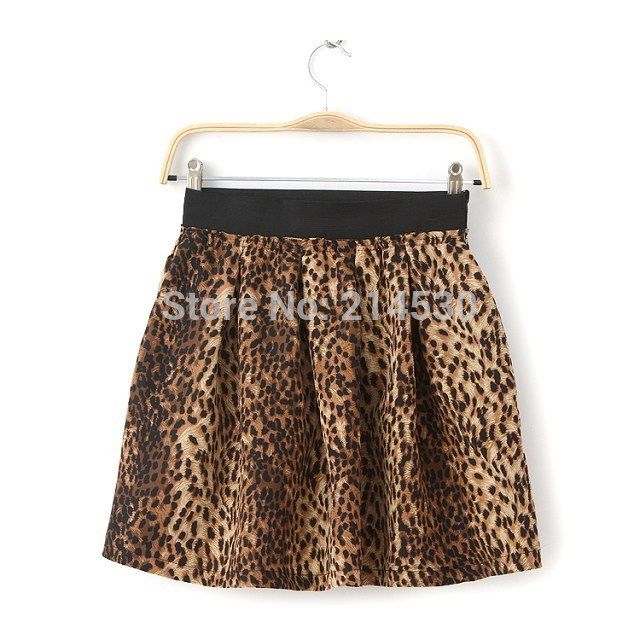 Wholesale-2015 new winter European style fashion women skirts leopard print tutu skirt Elastic waist big swing skirts umbrella skirt girls