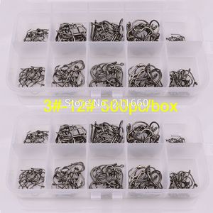 Toptan Satış - Toptan-500pcs / Kutu olta takımı 3 # -12 # tek kanca Yüksek Qulity Balıkçılık Kanca siyah renk Jig Büyük Kanca Tiz Hooks Ücretsiz Gemi