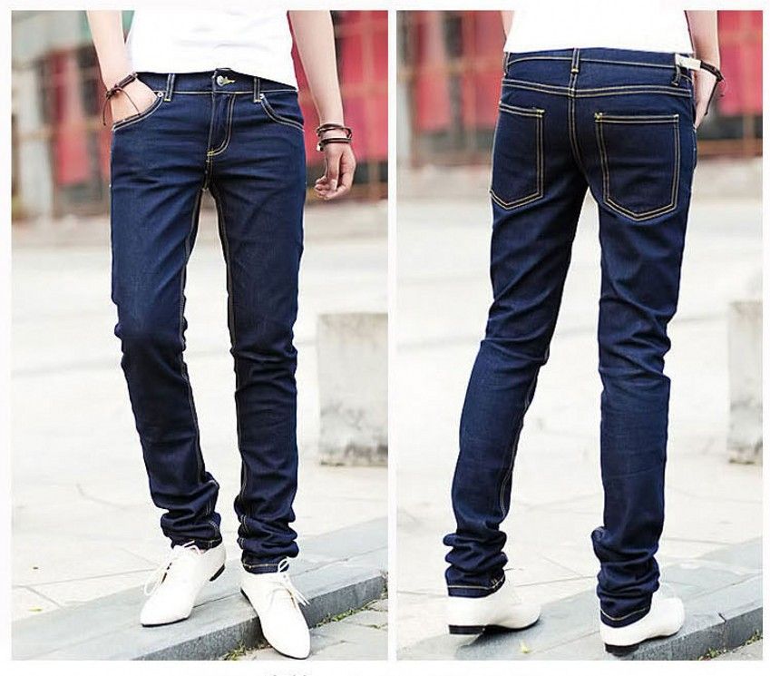 Wholesale-Pencil Jeans Men Spring Male Trousers Slim Fit Pencil Pants Boys Skinny Casual Male Fashion Ripped Mens Denim Jeans Man