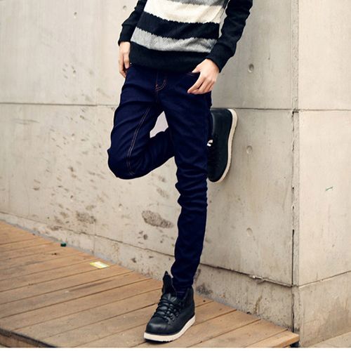 Wholesale-Pencil Jeans Men Spring Male Trousers Slim Fit Pencil Pants Boys Skinny Casual Male Fashion Ripped Mens Denim Jeans Man