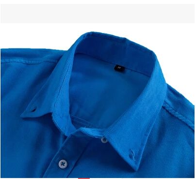Wholesale- Men Long Sleeve Solid Color Cotton Corduroy Shirts Men's Fashion Slim fit Dress autunm winter warm Shirts Big size M-XXXL