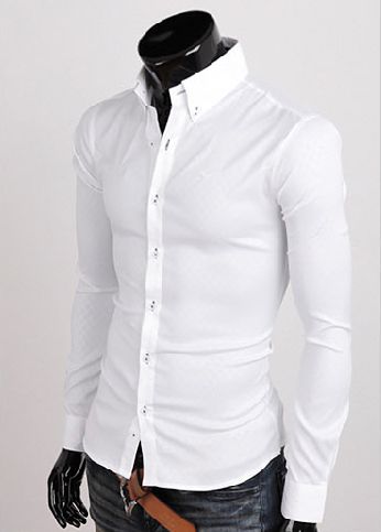 New Fashion Mens Dark Grain Diamond Lattice Long-sleeved Slim Shirt 3 Colors