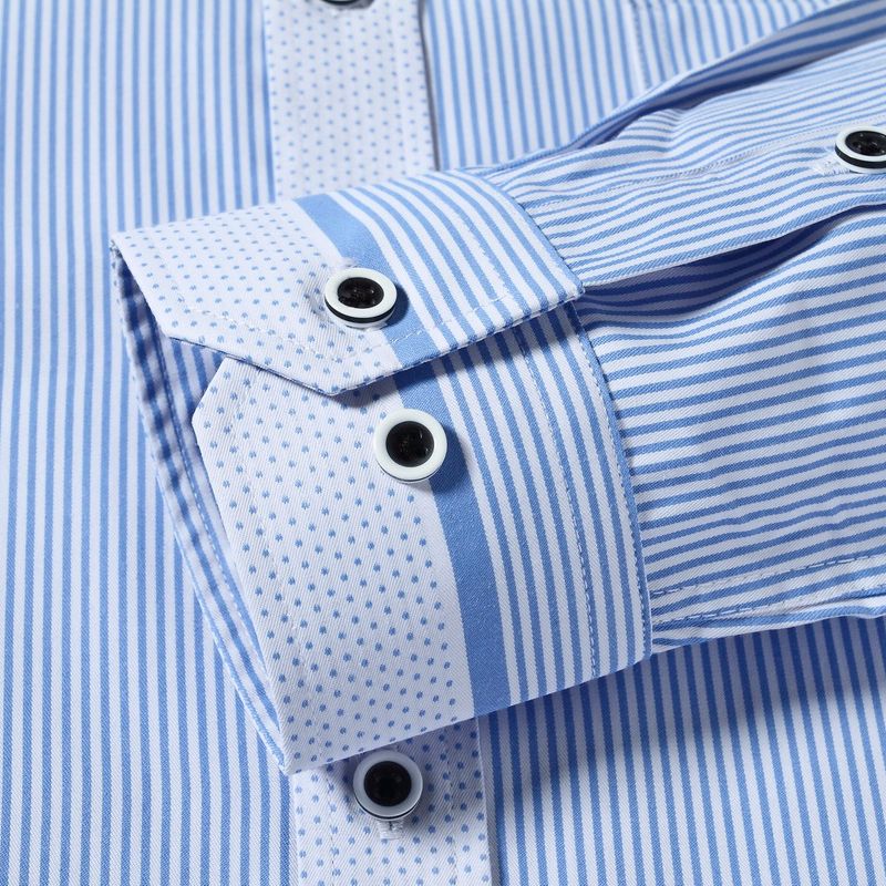 Wholesale-New High Quality Men Casual Slim Fit Shirt Cotton With Modal Long Sleeve Striped Mens Stylish Dress Shirts Free Shipping
