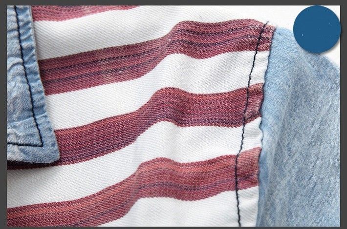 Wholesale- New Arrival Men's Casual Flag Cowboy Long Sleeve Shirt Denim Shirt Jeans Shirt Fashion Design Free Shipping