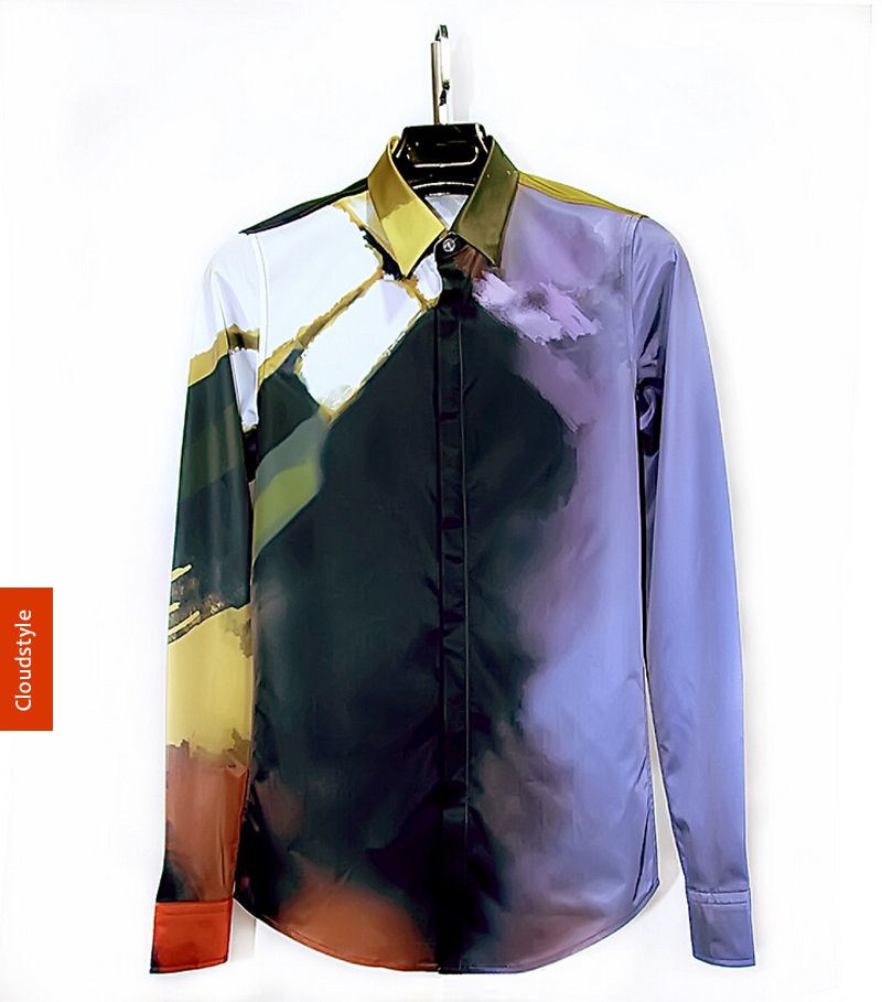 Wholesale-New British Style Fashion Clothing Printed Brand Top Mens Floral Shirt Casual Shirts Men's Cotton Long Sleeve Dress