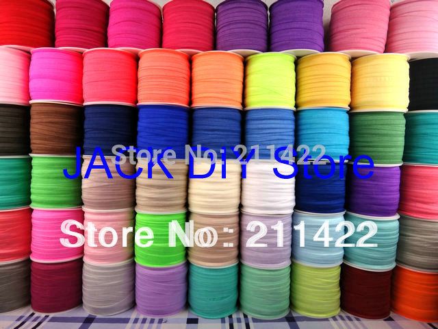 

Wholesale-Free shipping 60colors FOE Fold Over Elastic 50 Yards/roll 1.5cm Foldover elastic Headband Hair Ties YOU PICK 1 Color