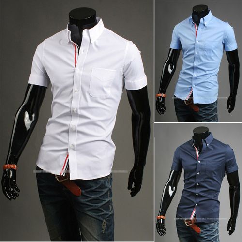 Wholesale-Free Shipping Mens Slim fit stylish Dress short Sleeve Shirts Mens dress shirts 9066