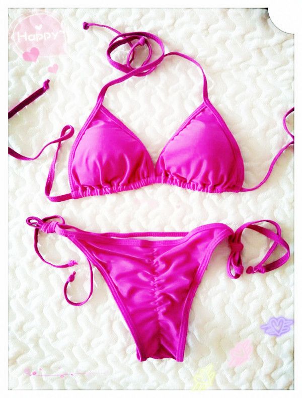 Wholesale Wholesale Bandage Brazilian Bikini Swimwear Triangle Pad/Scrunch Bottom Butt Swimsuit