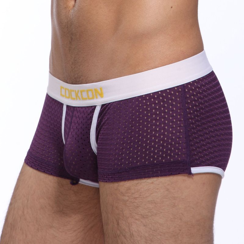 Wholesale-Plaid Boxers Sexy Men Transparent Men Underwear Cueca Men's Shorts Cockcon Transparent Sexy Body Men Silk Boxer Shorts