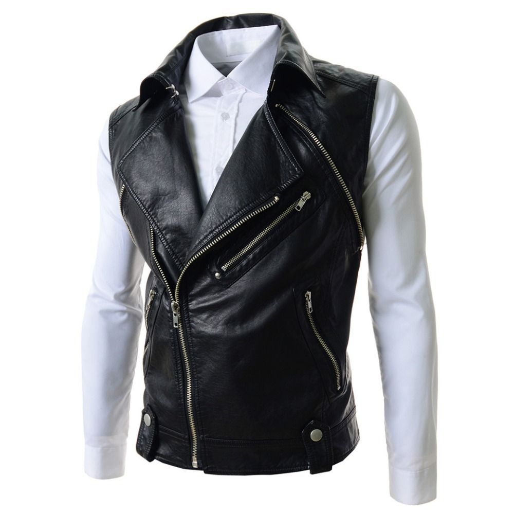Wholesale-New ! Mens Removable Sleeve Designer High Quality PU Leather Jacket Men Motorcycle Jacket Jaqueta Couro Color : Red / Black