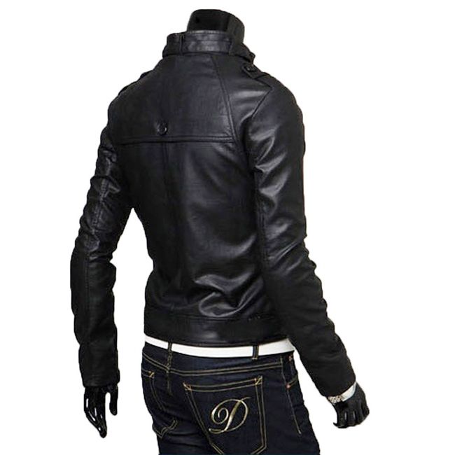 Wholesale-2015 New Korean Style Mens Male Slim Fit Zipper Designed PU Leather Jacket Size Outerwear Stylish Leather Suede Coat
