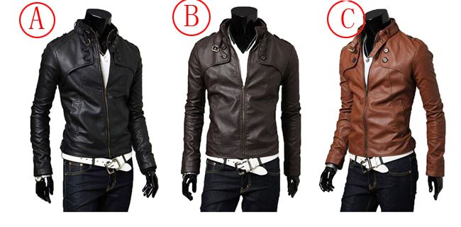 Wholesale-2015 New Korean Style Mens Male Slim Fit Zipper Designed PU Leather Jacket Size Outerwear Stylish Leather Suede Coat