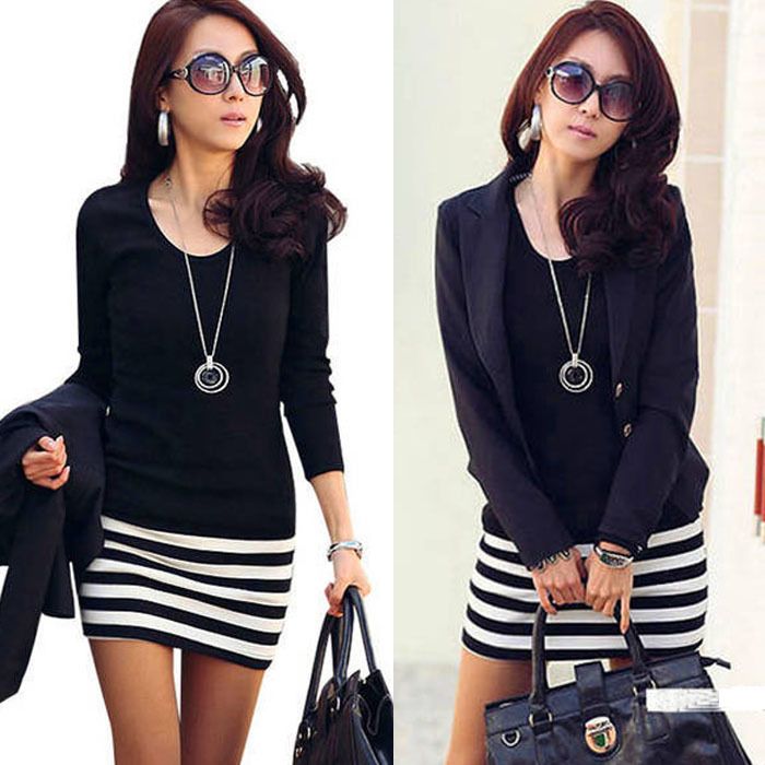 Wholesale-Gofuly Excellent 2015 New Fashion 1PC Sexy Women Lady Long Sleeve Crew Neck Striped Slim Fit Party Dress
Wholesale-Gofuly Excellent 2015 New Fashion 1PC Sexy Women Lady Long Sleeve Crew Neck Striped Slim Fit Party Dress