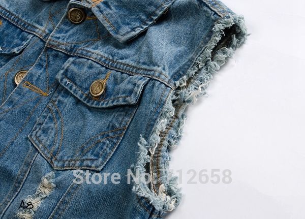 Wholesale-Classic Vintage Mens Jeans Vest Tops Sleeveless Jeans Jacket Denim Tops Light Blue Size M-5XL Free Shipping