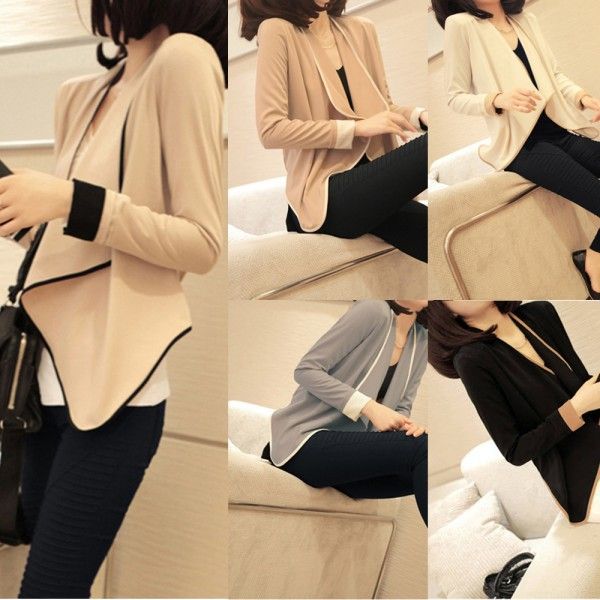 Women Stylish Slim Lapel Irregular Hem Shawl Long Sleeve Shirt Coat Blazer