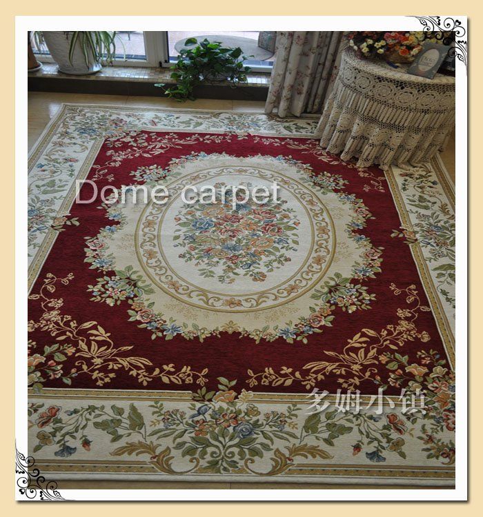Luxury Rugs Chenille Carpet Burgundy European Country Style Area Rugs