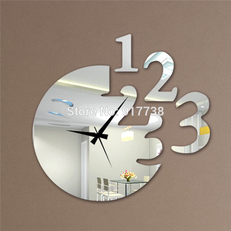 Mirror Wall Clock 12''h number style mirror wall clock modern design decorative Mirror Wall Clock 12''h number style mirror wall clock modern design decorative