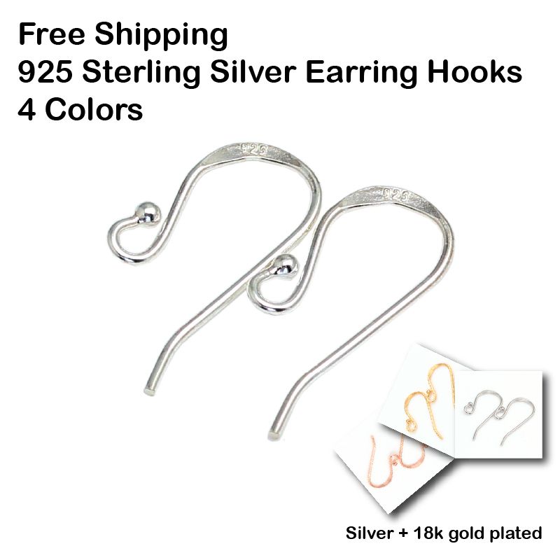 XD 925 sterling silver earring shape hook 2015 jewelry findings accessories china wholesale silver earring hooks 5pair/Lot P026