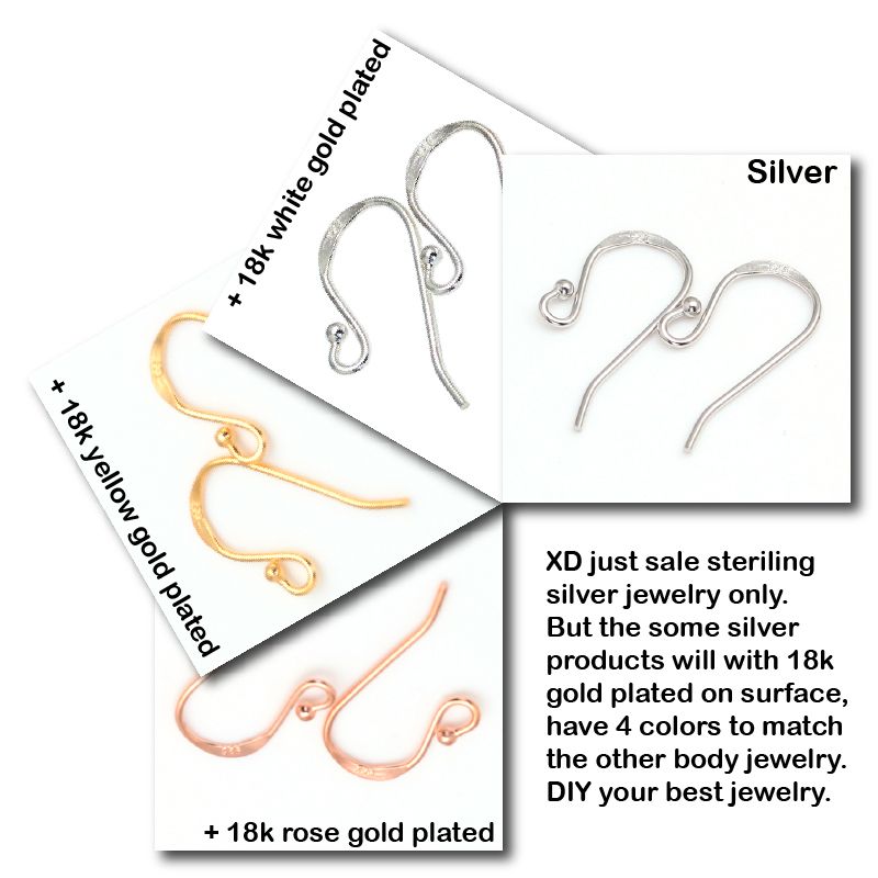 XD 925 sterling silver earring shape hook 2015 jewelry findings accessories china wholesale silver earring hooks 5pair/Lot P026