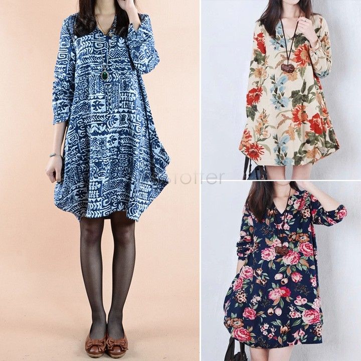 New Women Autumn/Winter Dress Ladies Long Sleeve Dress Women Clothes V-Neck Loose Printed Dress 22, Type 1
New Women Autumn/Winter Dress Ladies Long Sleeve Dress Women Clothes V-Neck Loose Printed Dress 22, Type 1