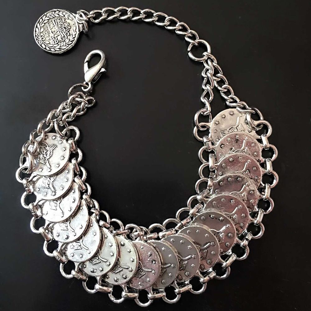 Wholesale Gypsy Bohemian Jewelry Antique Silver Coin Bracelet For Women