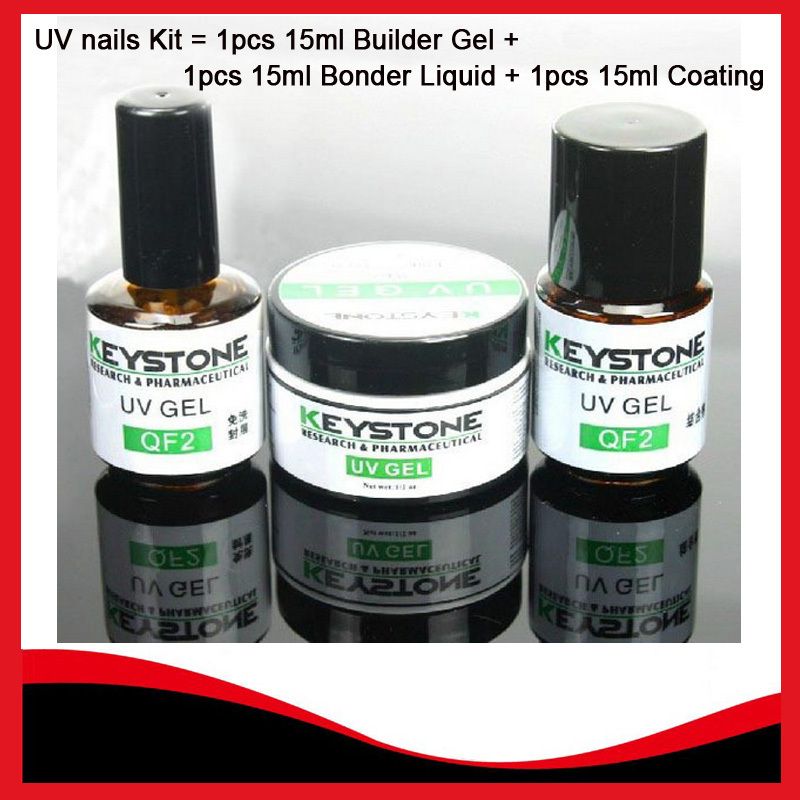 Keystone Uv Gel Kits Pack 15ml Clear Uv Gel +1bottle Base Coat + 1bottle Bond Liquid Gel Nail