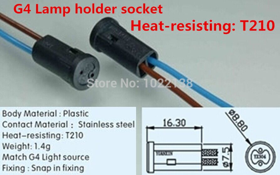 2017 G4 Led Lamp Holder Bulb Base Socket With Cable Lead Abs Head G4