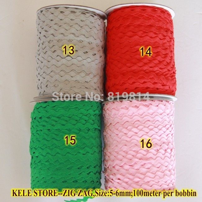 Wholesale-Free shipping-- Ric rac Ribbon Tape ,width 5-6mm ,100m/roll, for DIY accessories for Decorateing ,please choose color
