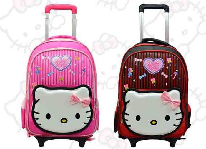 Hello Kitty Children School Bags Trolley Rolling Luggage Mochilas Kids