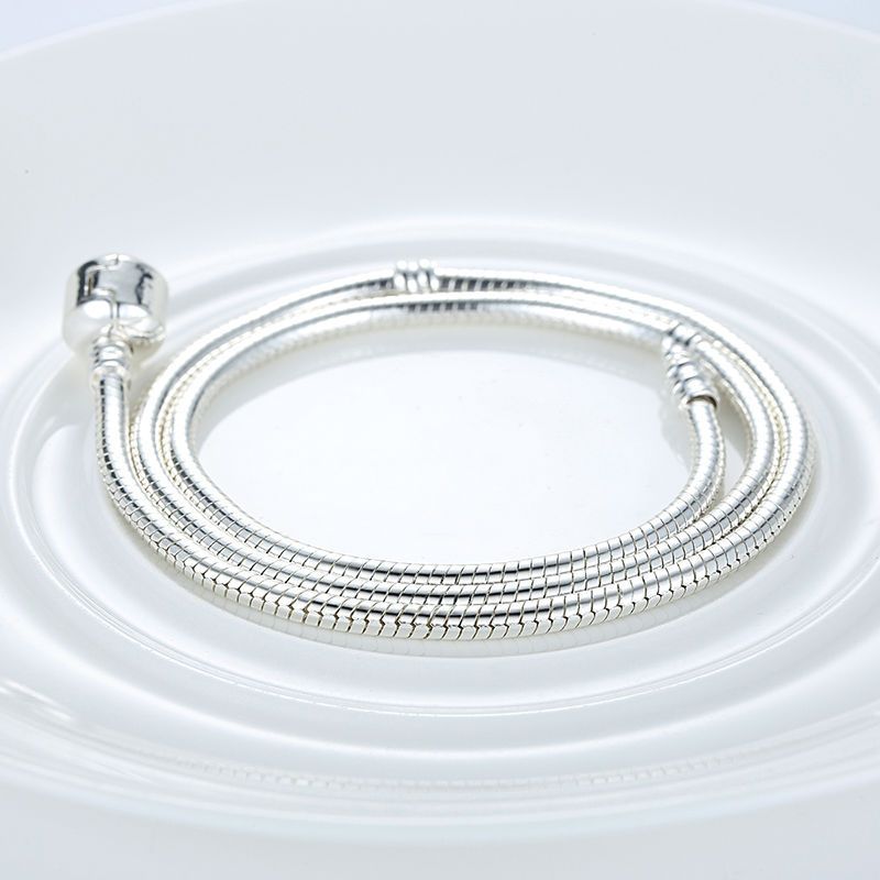 Wholesale-45CM 925 Sterling Silver Charm Fit  Necklace Snake Chain Silver 925 Original Jewelry PA2037