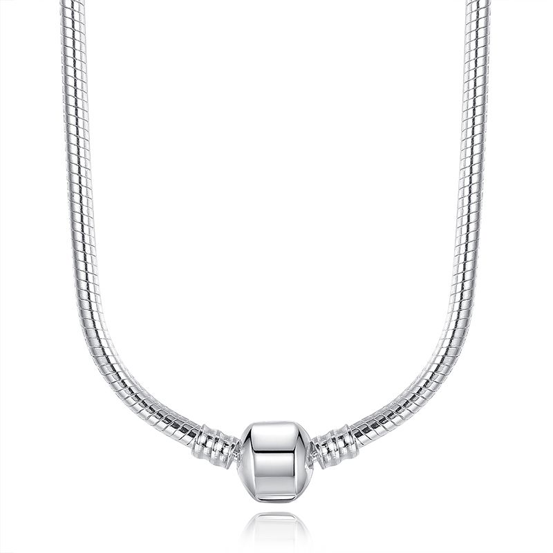 Wholesale-45CM 925 Sterling Silver Charm Fit  Necklace Snake Chain Silver 925 Original Jewelry PA2037